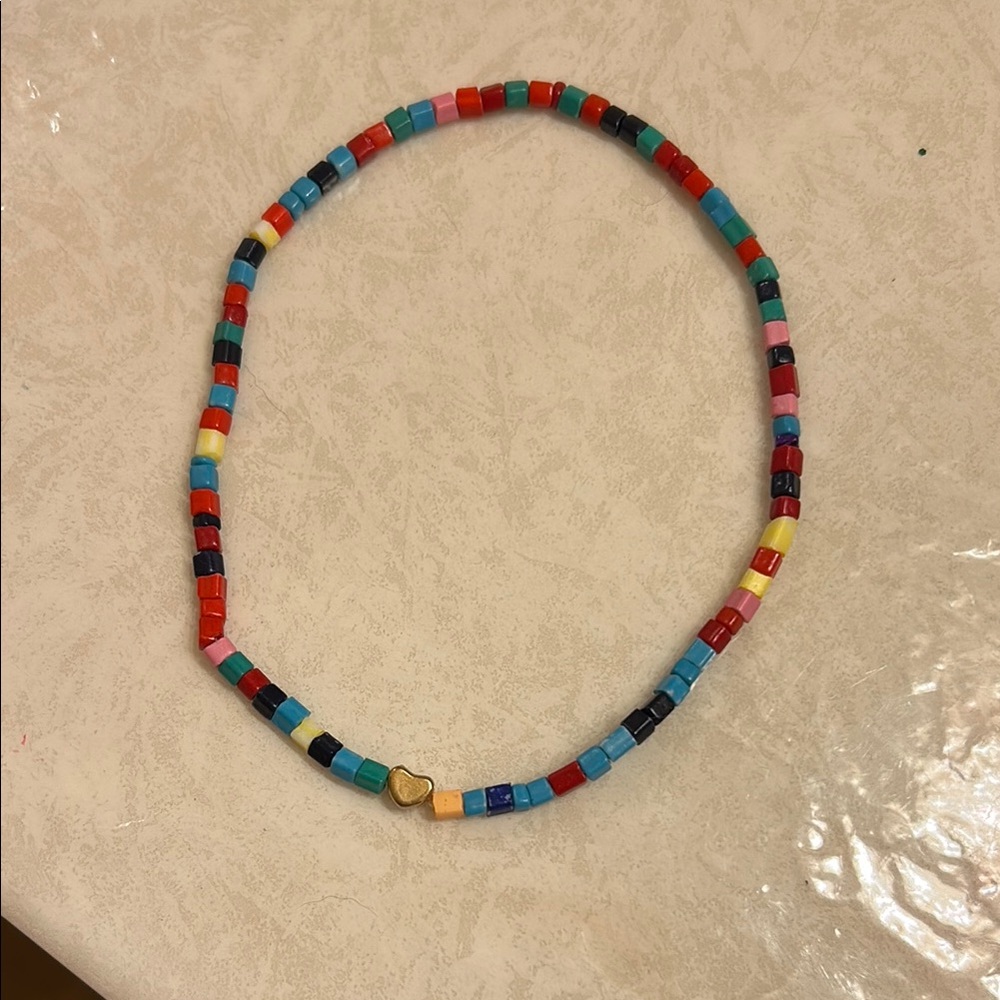 Colorful Beaded Necklace with Gold Accent